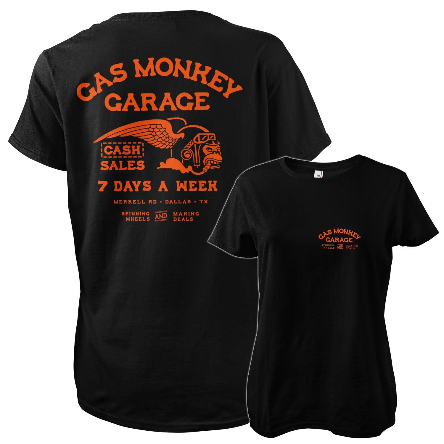 Gas Monkey Garage Officially Licensed Cash Monkey Women T-Shirt (Black), Medium