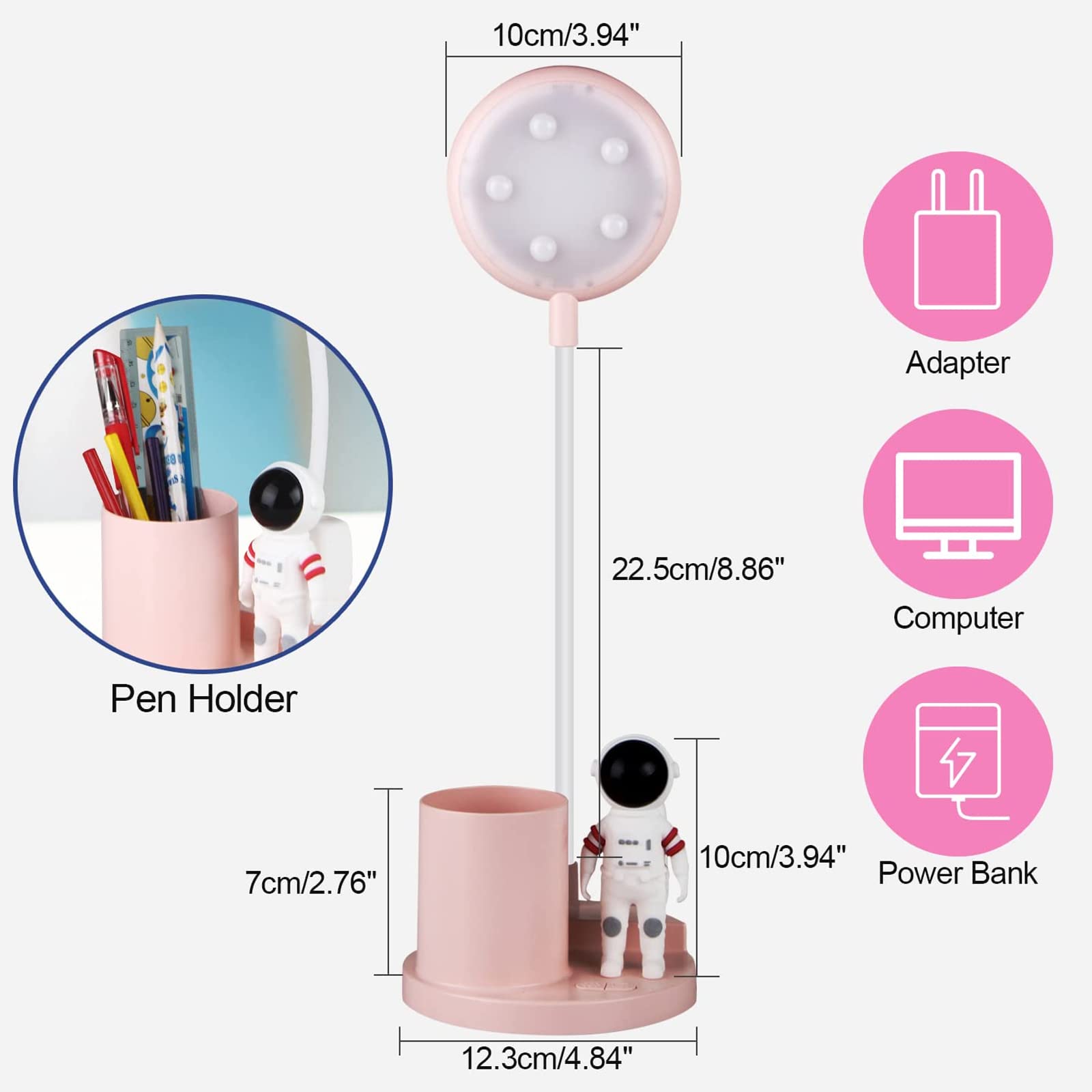 Zaxiva Lampada da Scrivania a LED per Bambini, Lampada da Tavolo 3 Luminosità Dimmerabile, Lampada da Lettura con Portapenne e Proiezione di Stelle, Lampada Bambini Ricaricabile per Cameretta, Studio
