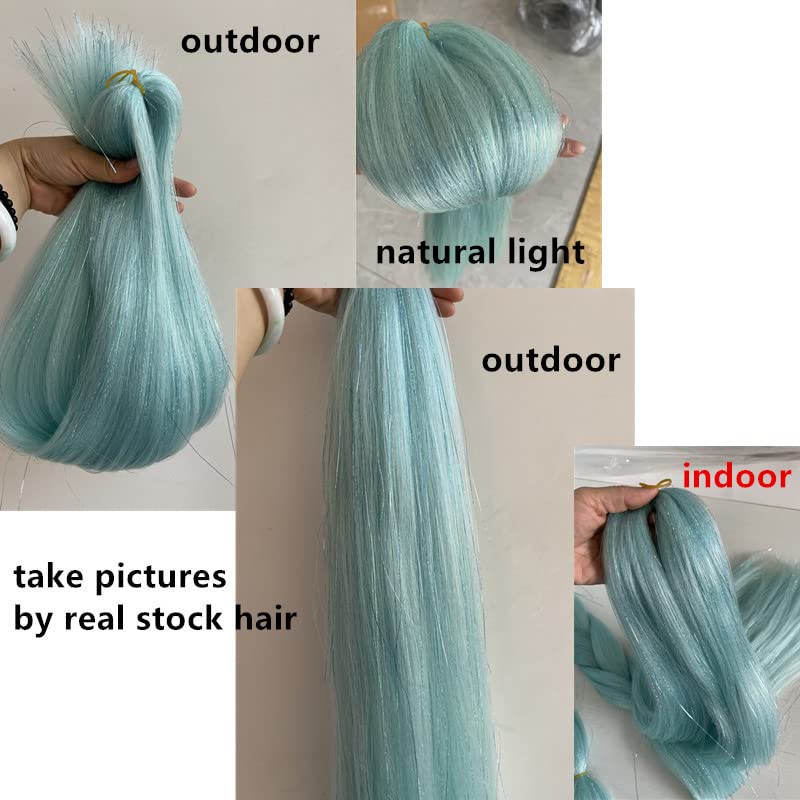 Miniatura 5 de Nuevo oropel brillante con purpurina con trenzas jumbo, color espuma de mar, 3 unidadeslote de 24 pulgadas, accesorio para rastas de cabello de