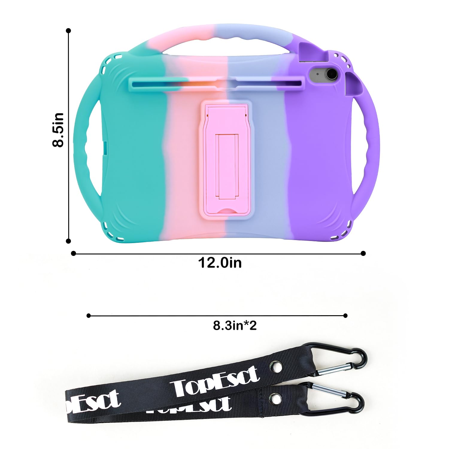 TOPESCT Etui dziecięce do iPada A16 11./10. generacji (2025/2022) 27.9 cm/27.7 cm, wykonane z silikonu przyjaznego dla dzieci, z wbudowaną osłoną ekranu, odporne na wstrząsy uchwyt, etui do iPada
