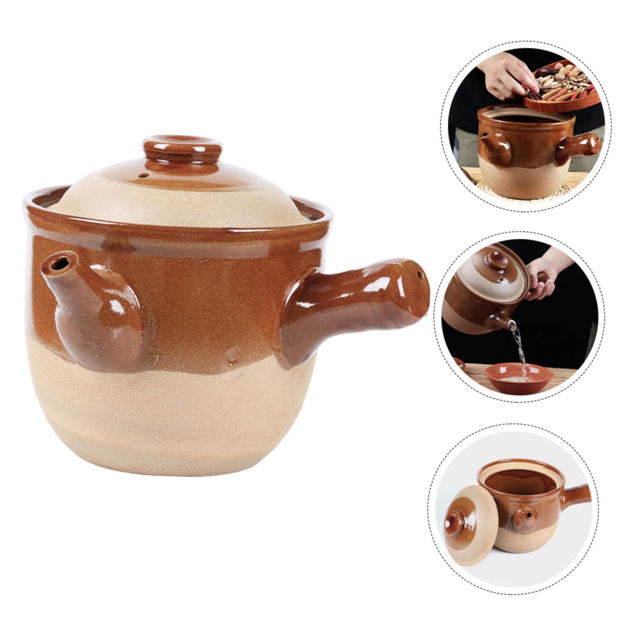 TOYANDONA Olla Pequeña de Barro China para Cocinar 3l, Adecuado para Hervir Medicina y Guisar Cacerola Picante, Utensilio de Cocina para Sopa y Superficie de Puente