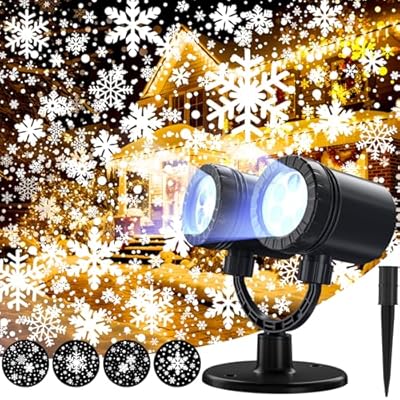 Snowflake Projector Lights Outdoor, Upgrade 2.0 HD Dynamic Christmas Projector Lights Outdoor, IP65 Waterproof Snow Projection Light for Xmas, Holiday, Wedding, Party, Home, Garden Landscape