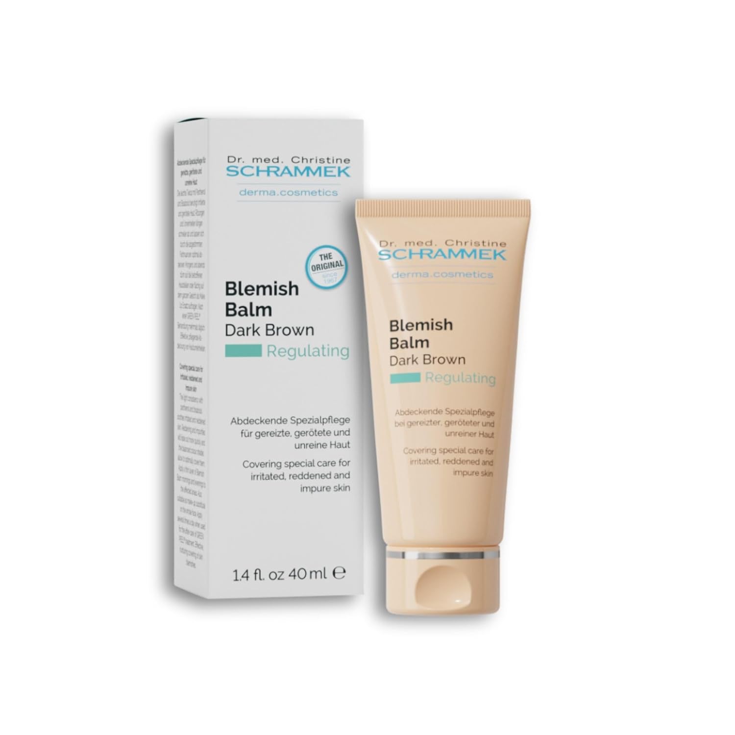 Blemish Balm Dark Brown (1.4 fl oz) - Covering Special Care for Irritated, Reddened & Impure Skin - The Original since 1967 - BB Cream - Tinted Face Moisturizer - Facial Skin Care - Dr Schrammek