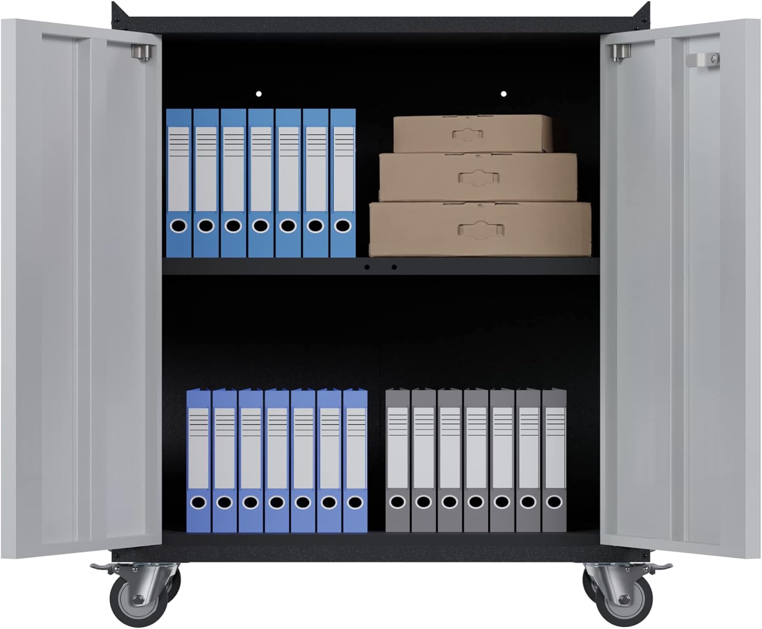 SUXXAN Convenient Durable Mobile Garage Chest Great for Tools and Supplies, Metal Garage Storage Cabinet with 2 Doors Adjustable Shelves Lockable File Cabinet,Tool Cabinets for Home,Office… : Everything Else