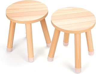 Wooden Step Stool for Kids, Solid Kids Chairs Perfect Matched Sensory Table,10 Inch Multi-Purpose Toddlers Plant Stool(Natural, 2 Pack)