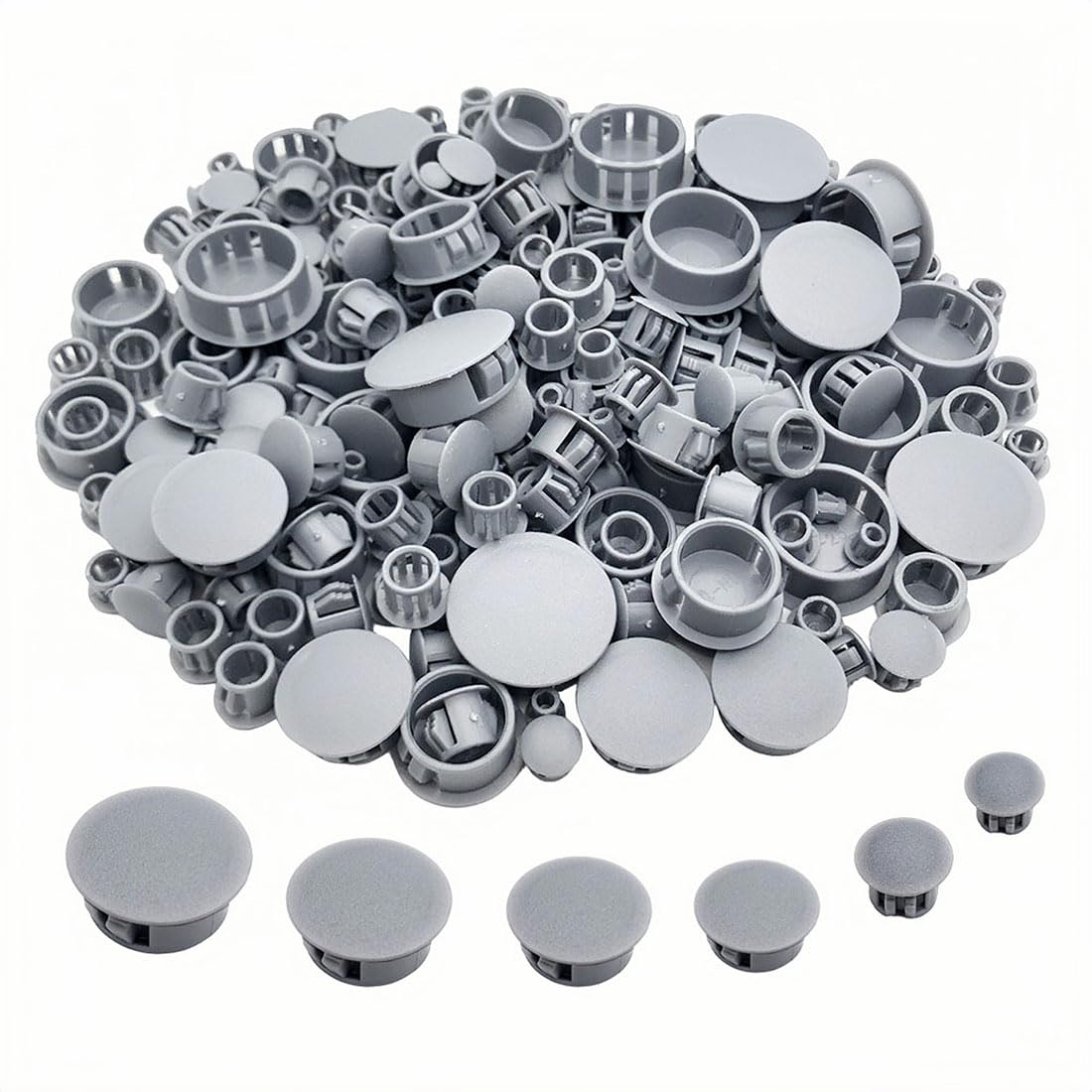 Golderaccess 240Pcs 6 Sizes Plastic Hole Plugs,Plastic Plugs for Round Hole Screw Hole Plugs Flush Type Panel Snap in Locking Hole Tubes for Furniture