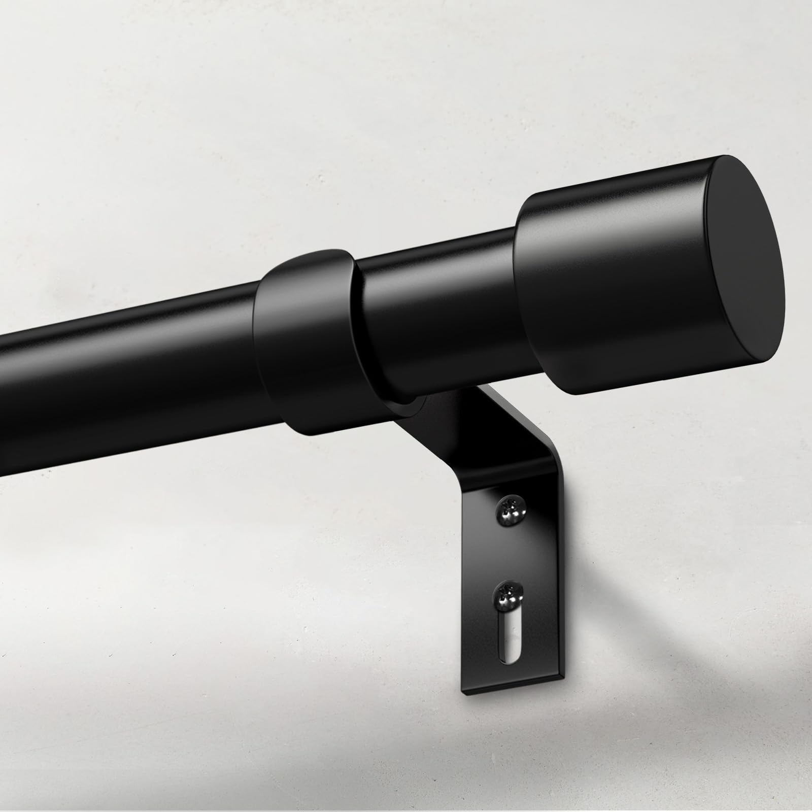 IFELS Heavy Duty Curtain Rods for Windows 28 to 48 Inch, 1 Inch Black Curtain Rods for Outdoor, Farmhouse, Bedroom, Kitchen, Living Room, Adjustable