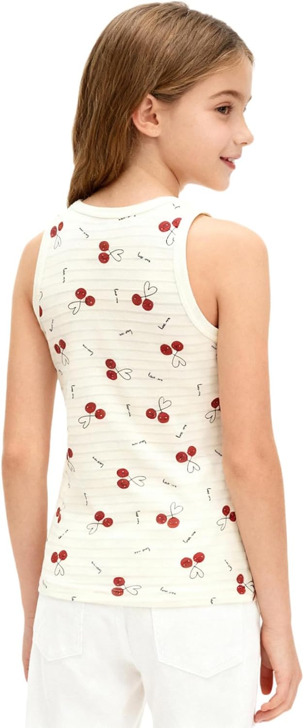 Kids Toddler Girls Sleeveless Soft Cotton Camisoles Undershirts Cartoon Prints Exercise Athletic Vest
