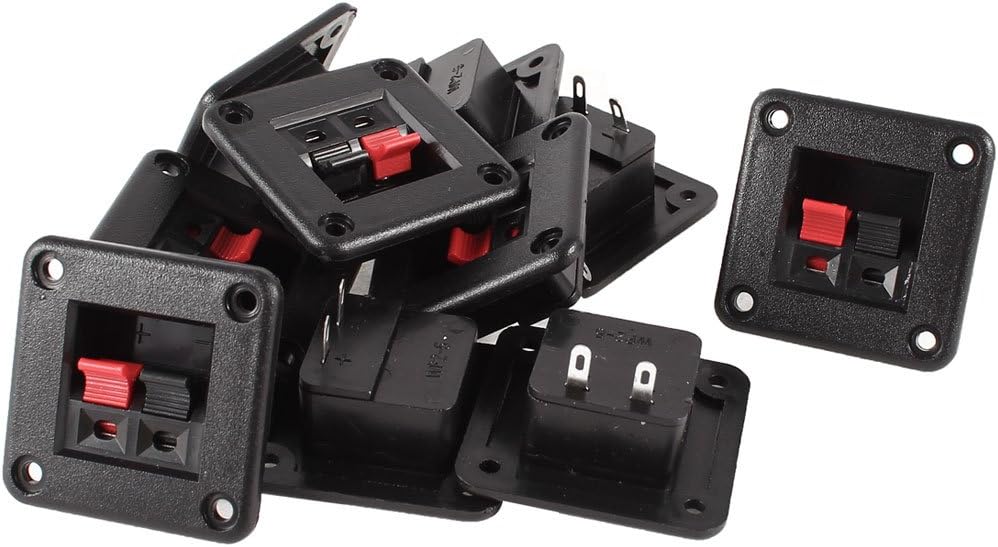 uxcell Black Red 2 Position 2 Terminals Spring Clip Speaker Terminal 10Pcs