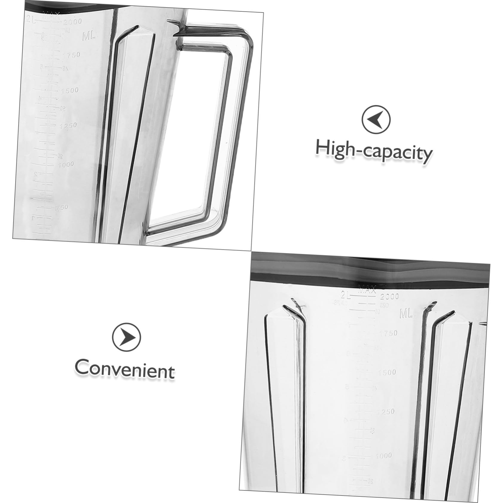 Zerodeko Vaso De Repuesto para Licuadora Comercial 2 litros, Jarra Extraíble Resistente, Compatible Batidoras De Cocina, Recipiente para Triturar Hielo y Preparar Jugos, Accesorio para Restaurantes