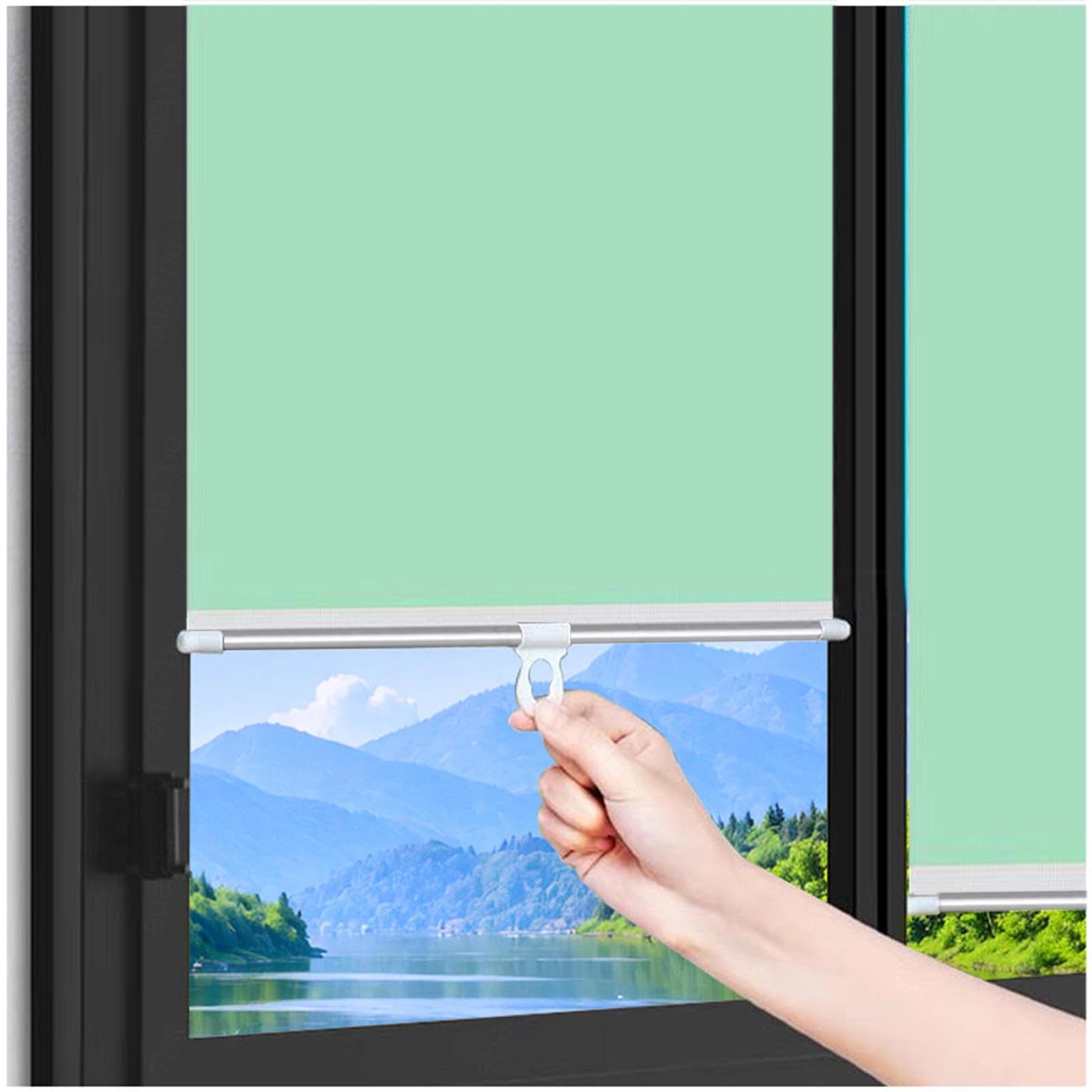 Blackout Roller Shades No Drilling, Suction Cup Roller Blinds 50x125/80x140cm, Home Sunshade Roller Blinds, Window Roller Shades, Privacy Curtains,green-50x125cm/19.7 * 49in