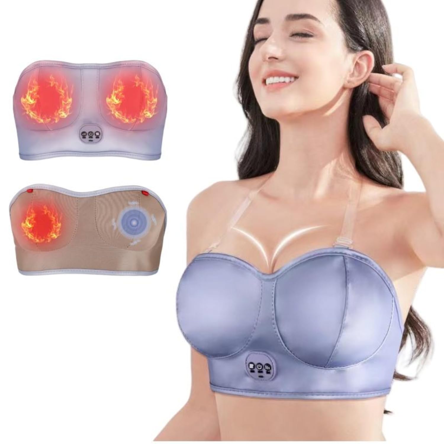 Wearable Bra for Women/Girls with 3 Heat & Vibration Modes Electric Bra for Lactating Mothers Improves Milk Flow, USB Rechargeable Heat Therapy Padded Bra For Lactating Mother & pain relief-image-8