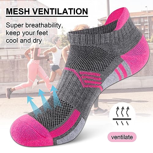 Image of COOVAN Ankle Socks Womens Athletic Low Cut Thick Cushioned Running Socks with Tab 6 Pairs