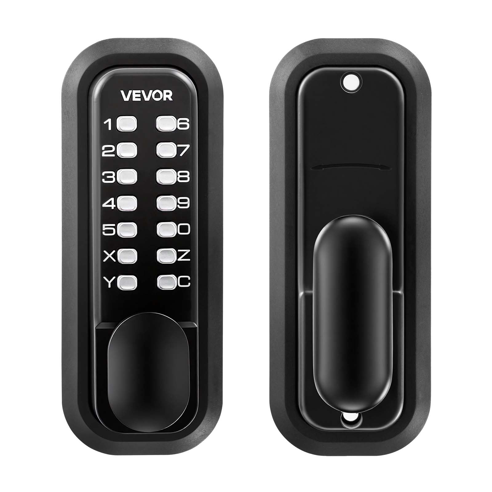 VEVOR Serrure à Code Mécanique 4-7 Chiffres, Serrure de Porte d'Entrée sans Clé à Clavier Combinaison, pour Maison Intérieur ou Extérieur, avec Bouton de Porte, Verrouillage Automatique, Noir
