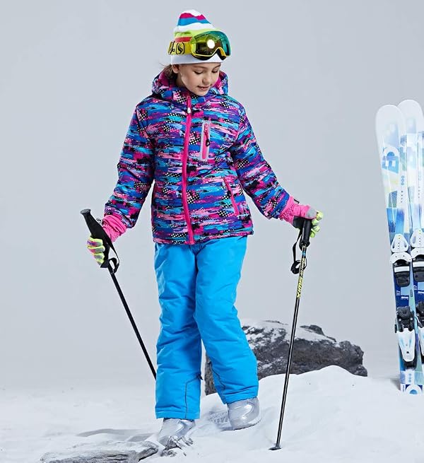 Girls Insulated Ski Jacket Pants Set Windproof Waterproof Kids Ski Suit Snowsuit for Kids 23BL,10 by HOTIAN - Used condition - Image 3