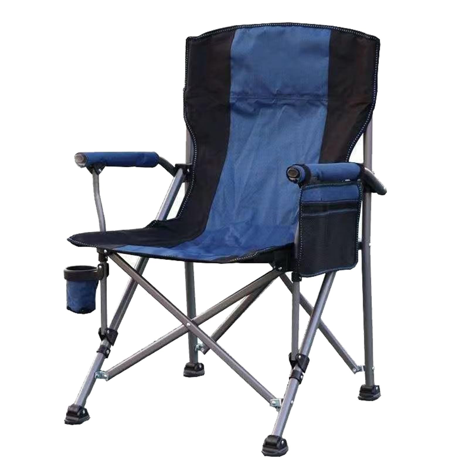 Chaise de Camping Pliable Surdimensionnée Portable avec Porte Gobelets et Accoudoirs Cadre Stable pour Extérieur Intérieur Camping Pêche Couleur Noir Gris C