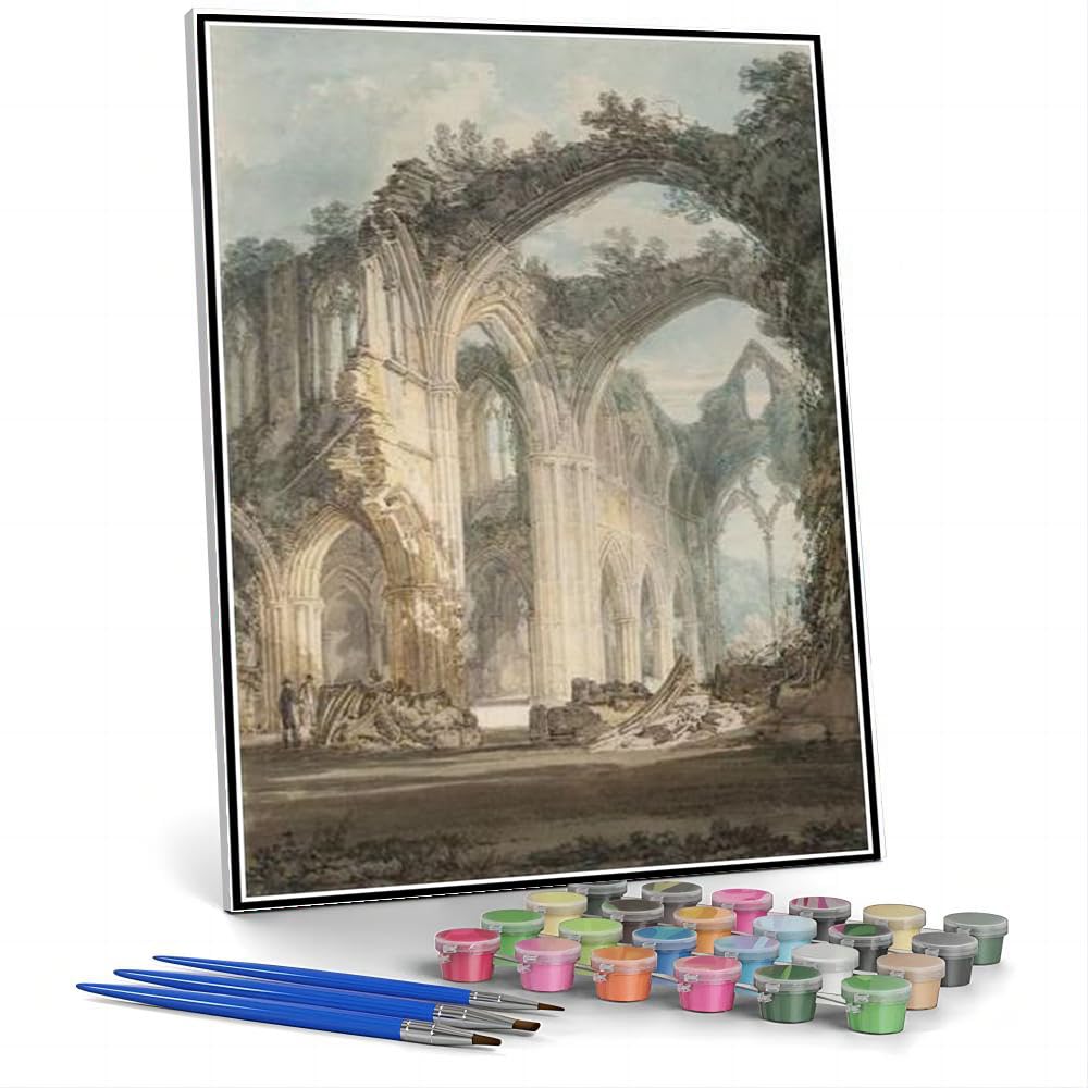 DIY Painting Kits for Adults Tintern Abbey The Crossing and Chancel Looking Towards The East Window Painting by Joseph Mallord William Turner Paint by Number Kit On Canvas for Beginners