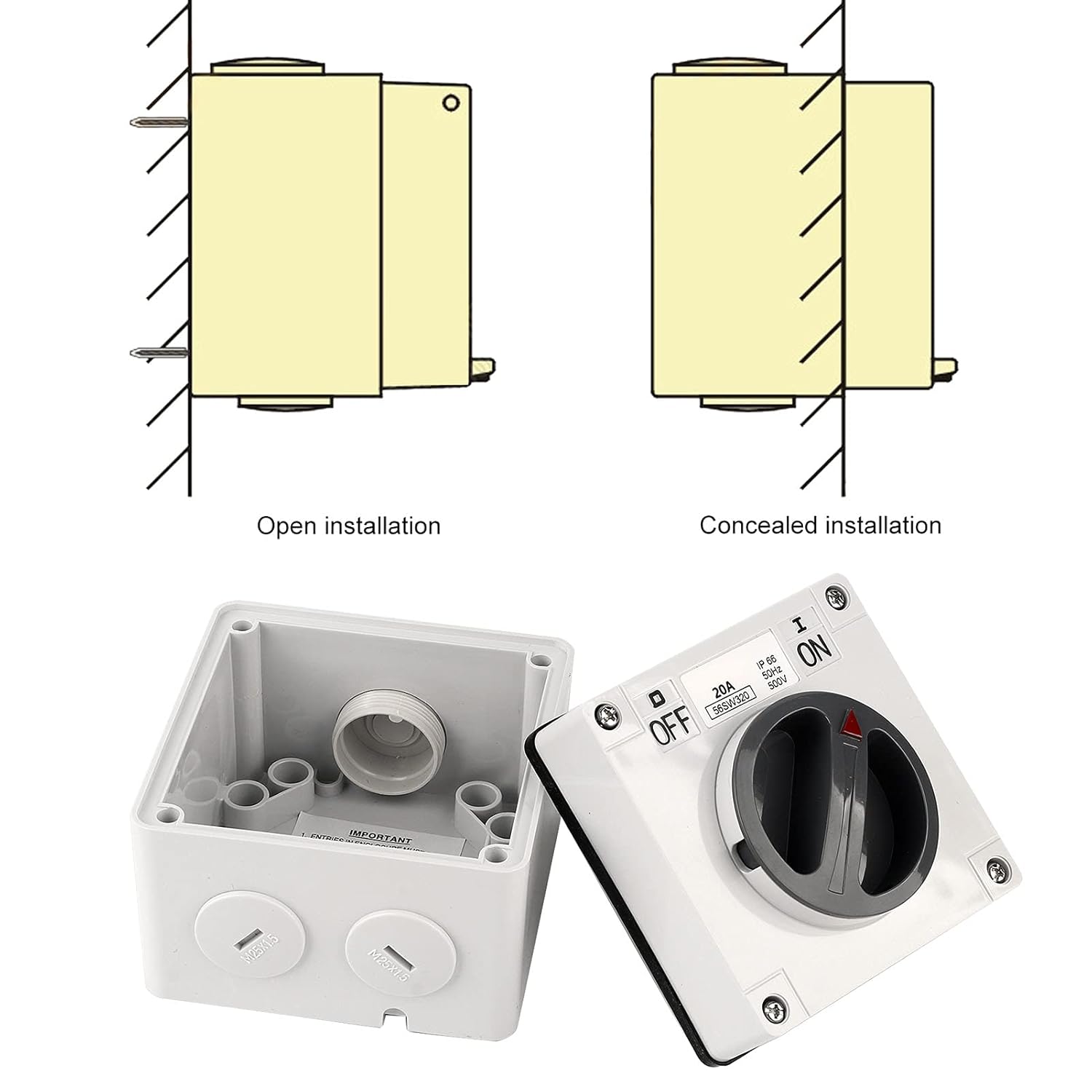 Outdoor Waterproof Switch Socket, Socket Ip66 Lock Position Strong Sealing Dustproof Isolation Control Switch for Industrial Control Components(3P20A)
