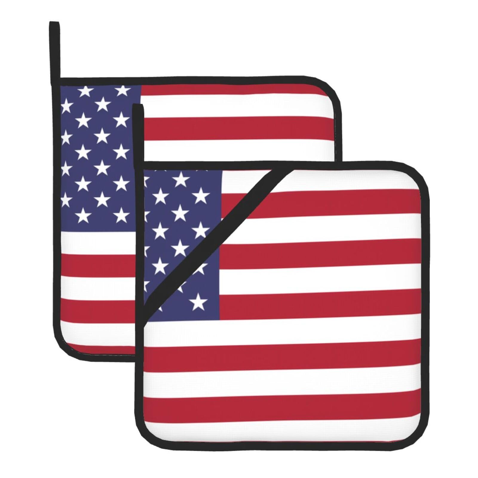 American flag Square Heat Resistant Trivet Set Thick and Durable for Baking Barbecue Cookware Oven