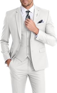 Mens Suit 3 Piece Set Slim Fit Wedding Groomsmen Suit for Men Two Buttons Suits Set Solid Jacket Vest Pants with Tie