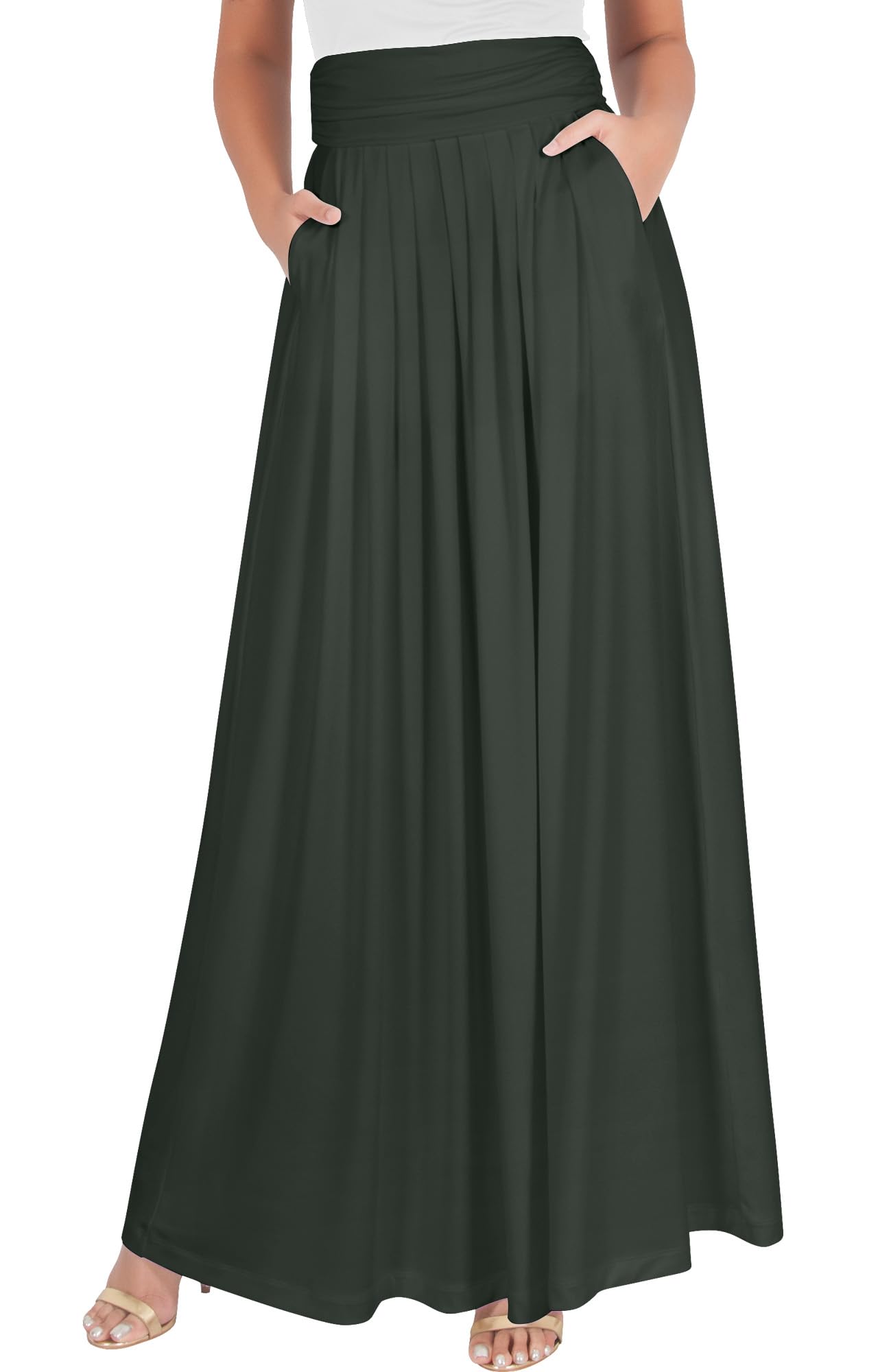 KOH KOH Womens Long Flowy Cute Modest High Waist Floor Length Pockets Maxi Skirt