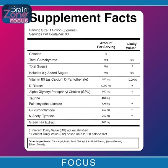 Dr. Colbert, MD Brain Zone Focus Powder | by Divine Health | Lemon-Lime Flavor Alpha GPC | D-Ribose | N-Acetyl L-Tyrosine | Recommended in Brain Zone Book | Brain Energy & Focus | 5.29 oz