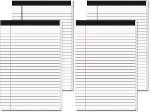 Paquete de 4 blocs de notas legales de 5 x 8 pulgadas, bloc de notas de papel reciclado de 2.82 ozm, blocs legales pequeños, 25 líneas, blocs de