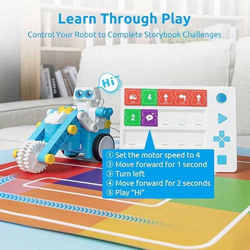 WhalesBot C3 Pro 12-in-1 Remote Control & Coding Robot Kit for Kids 4+, Advanced Smart Panel & Cards Programming, Educational STEM Toy, Block Building Set with Controller & Motor for Kids 4-6, 5-7 - Image 6