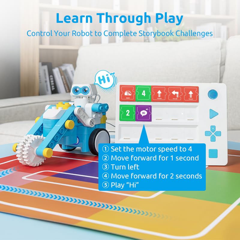 WhalesBot C3 Pro 12-in-1 Remote Control & Coding Robot Kit for Kids 4+, Advanced Smart Panel & Cards Programming, Educational STEM Toy, Block Building Set with Controller & Motor for Kids 4-6, 5-7