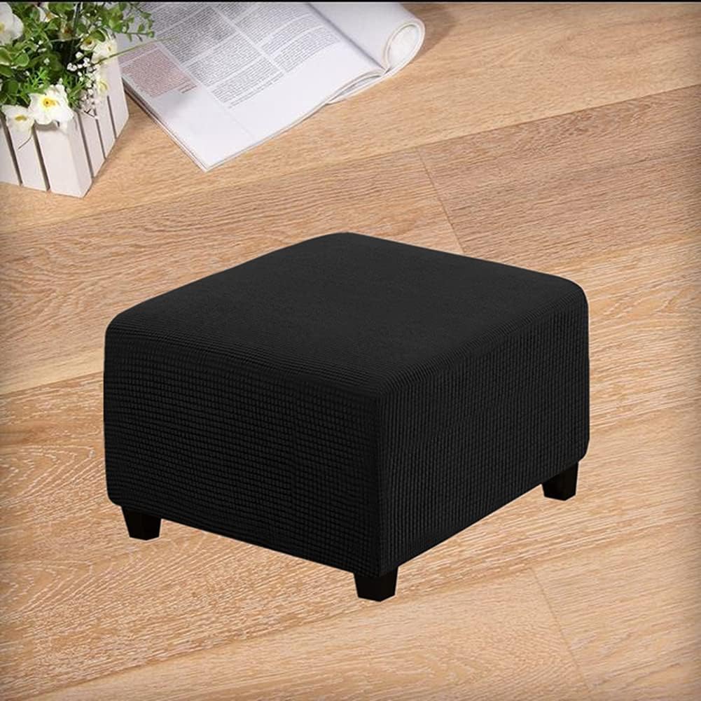 Stretch Ottoman Slipcover, Footstool Footrest Bench Cover, Ottoman Protector, Spandex Elastic Square Footstool Sofa Slipcover for Foot Rest Stool