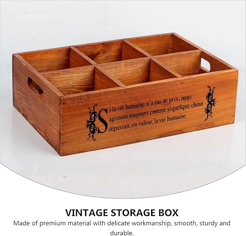 Miniatura 6 de KESYOO Caja de almacenamiento de madera 6 ranuras de partición vintage ventana caja de exhibición accesorios DIY accesorios de tiro