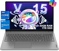 Laptop Lenovo V15 para negócios, casa, estudante (FHD antirreflexo de 15,6 polegadas, Intel i7-1255U, 40 GB de RAM, SSD de 1 TB), teclado numérico, webcam com obturador, Tipo-C, RJ-45, Wi-Fi, Win 11