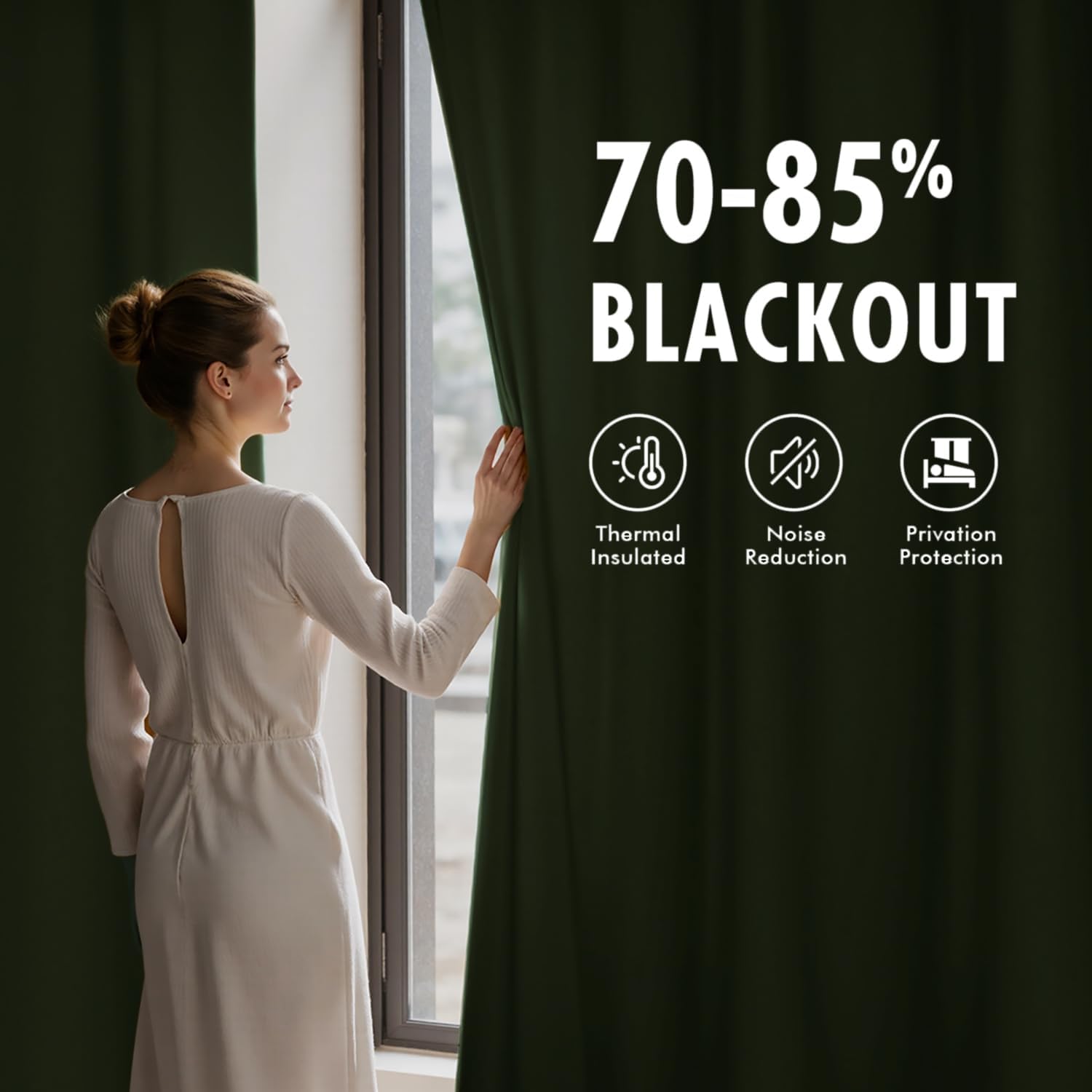MIULEE Olive Green Velvet Curtains 84 Inch Long Luxury Super Soft Thermal Insulated Blackout Curtains Room Darkening Drapes Rod Pocket Design for Bedroom Living Room Set of 2 Panels, W40 x L84 Inch