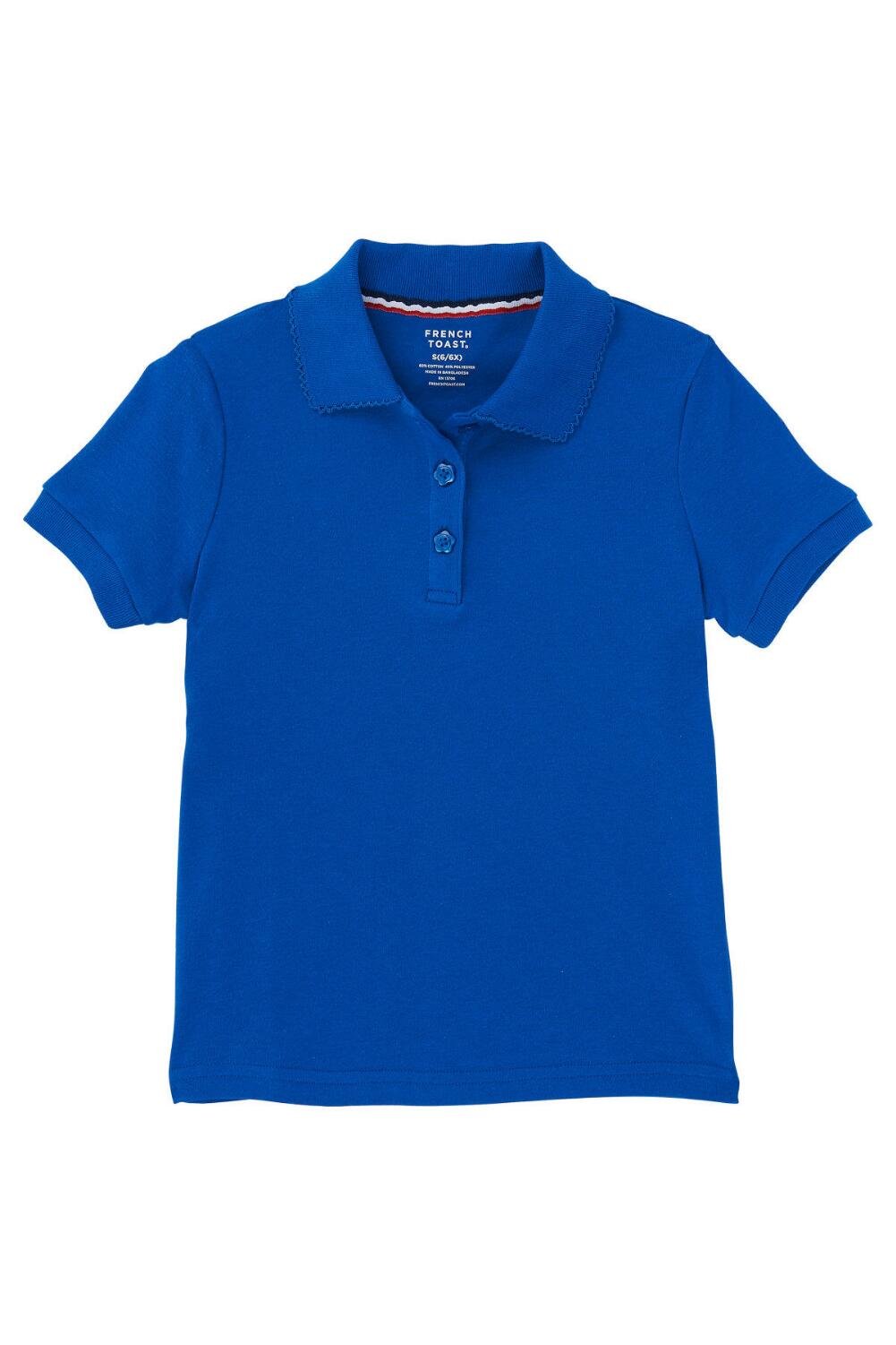 French Toast Girls Short Sleeve Interlock Polo with Picot Collar