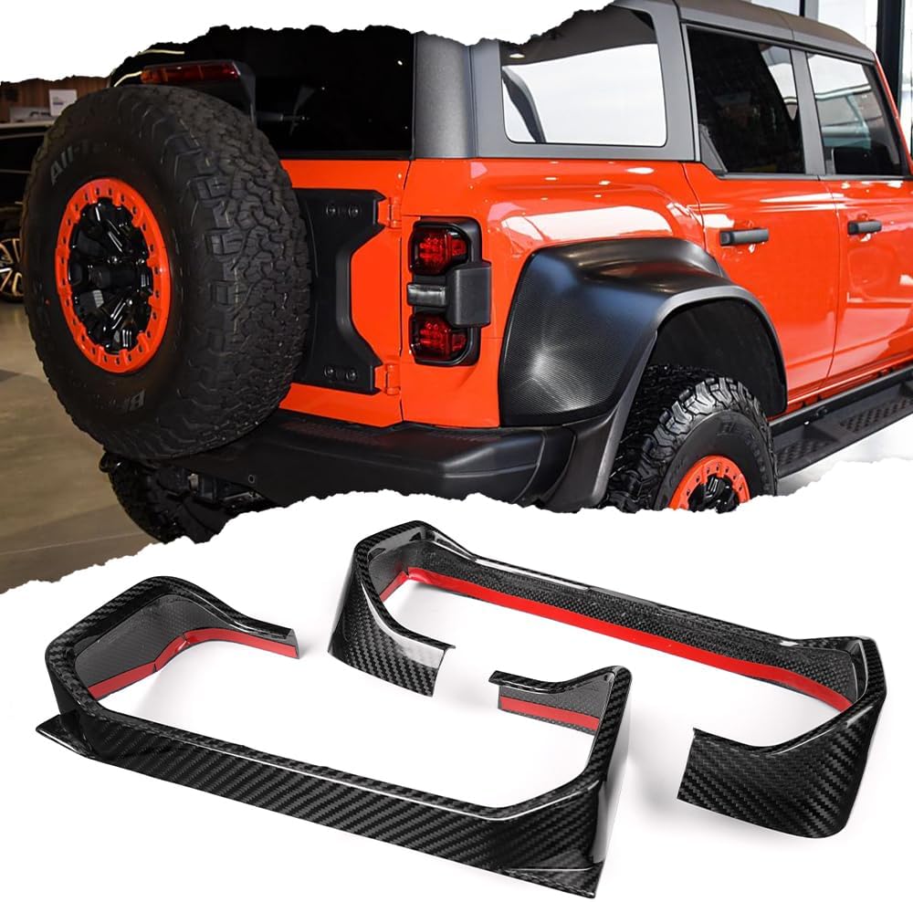 Tail Light Lamp Cover Guard Trim Bezel for Bronco Raptor Only U725 Off-Road Truck 2021 2022 2023 2024,Carbon Fiber for Bronco Rear Brake Lamp Cover (Glossy Carbon Tailight Small Cover)