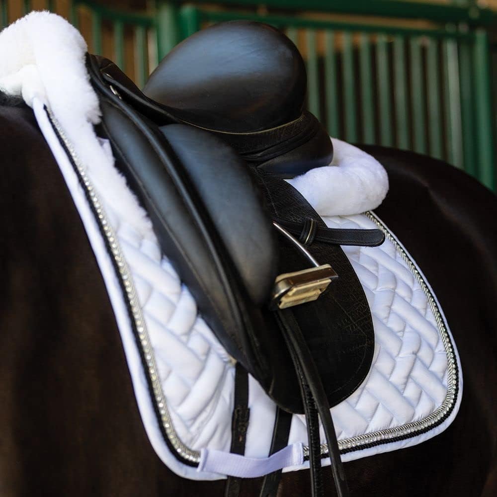 Schneiders Satin Dressage Pad with Bling Upscale Dressage Pad | Basketweave Print | Comfortable Fit | Relief for Wither | Bling Accents