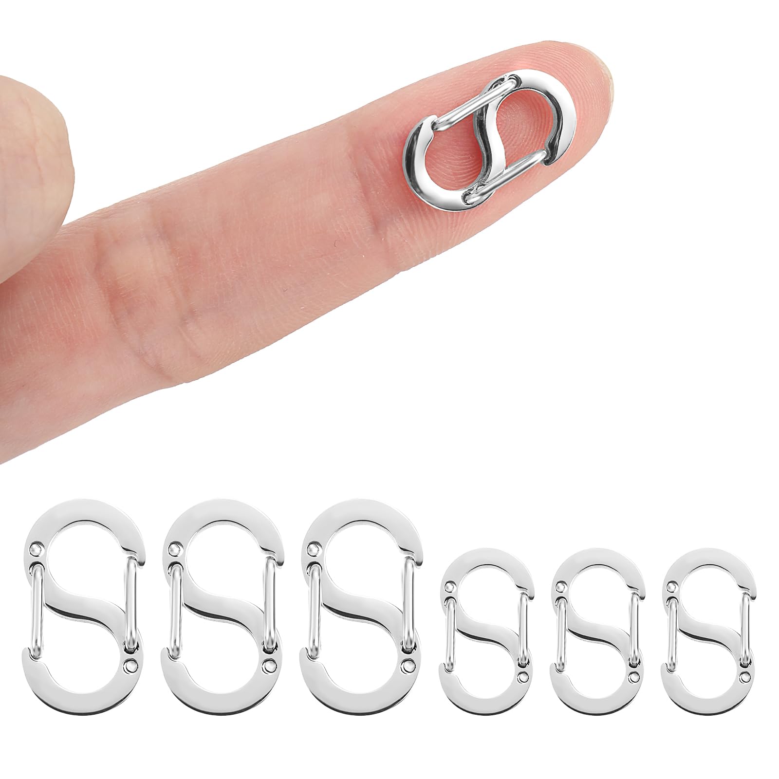 6pcs Double Opening Necklace Clasps and Closures, 2 Size Lobster Clasps for Jewelry Making, Necklace Shortener Clasp, Stainless Steel Jewelry Bracelet Lobster Clasps Bracelet Connector(Silver)