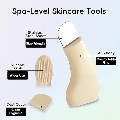 Miniatura 3 de Herramientas removedoras de puntos negros con cepillo, raspador facial de silicona para limpieza profunda, espátula facial, removedor de puntos
