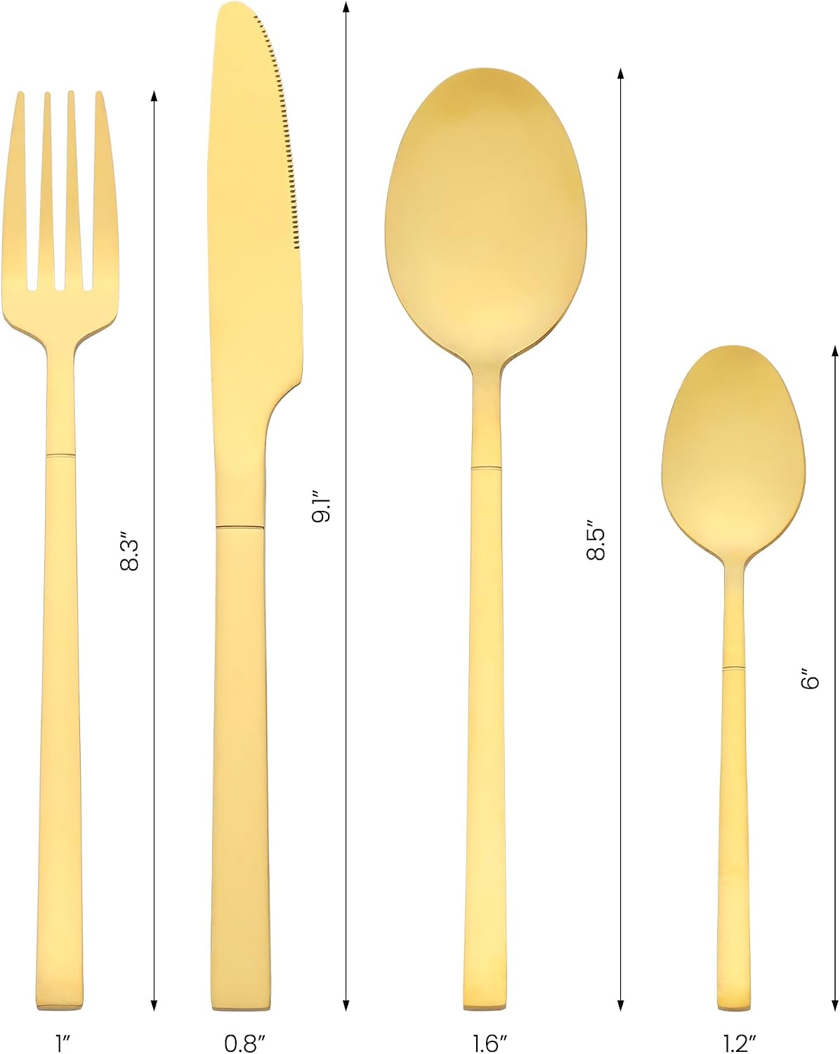 24 Piece Silverware Set, Stainless Steel Flatware Set for 6, Mirror Polished Cutlery Set, Serving Utensils Set for Kitchen Dinner 24 PCS Gold