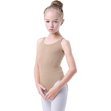 Daydance Tan Leotard Kids Seamless Camisole Dance Leotards for Ballet, Gymnastics with Adjustable Straps