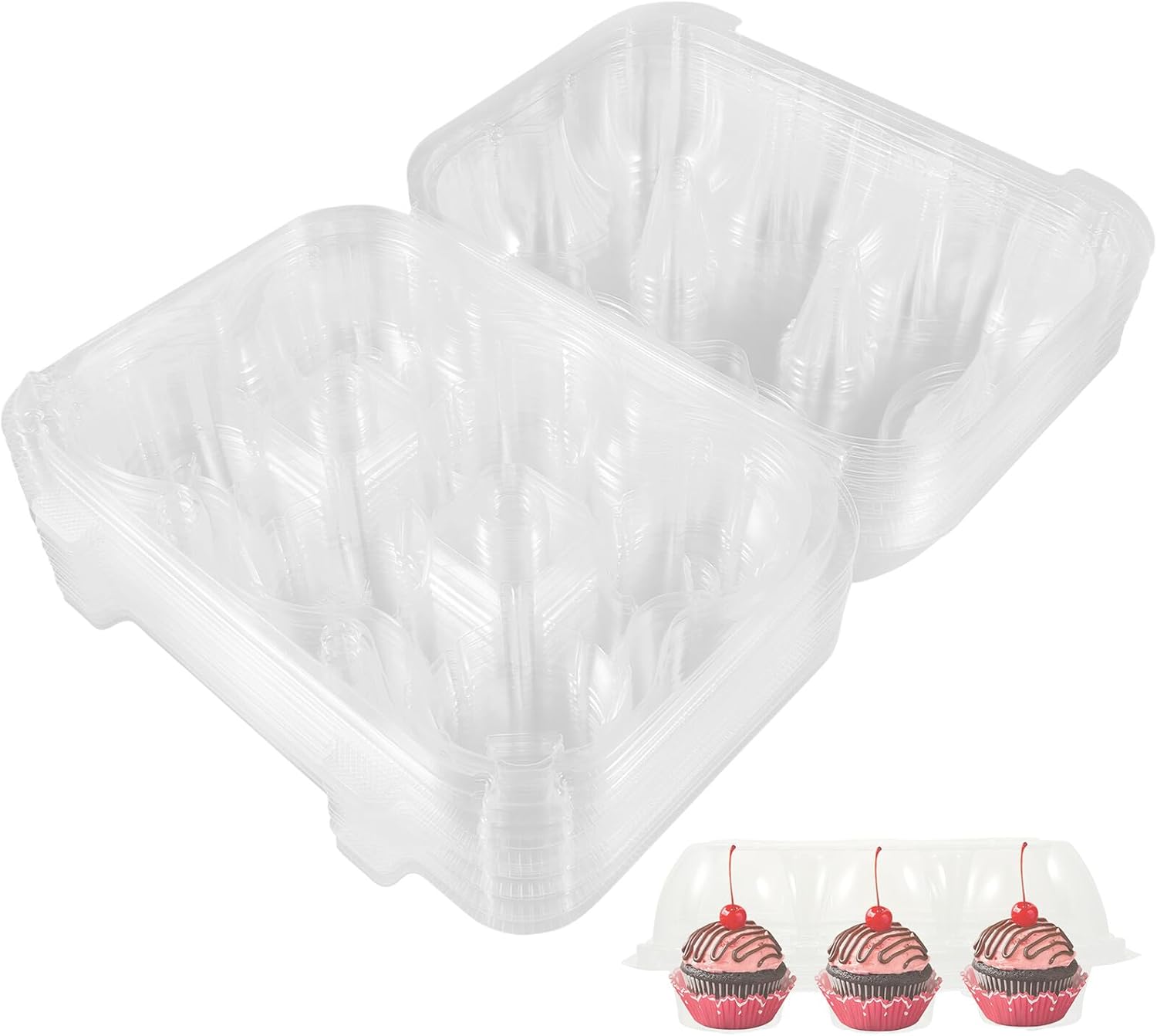 15pcs Pet Cupcake Carriers with Individual Compartments, Portable Decorative Cake Boxes for Bakery Supply and Party Storage