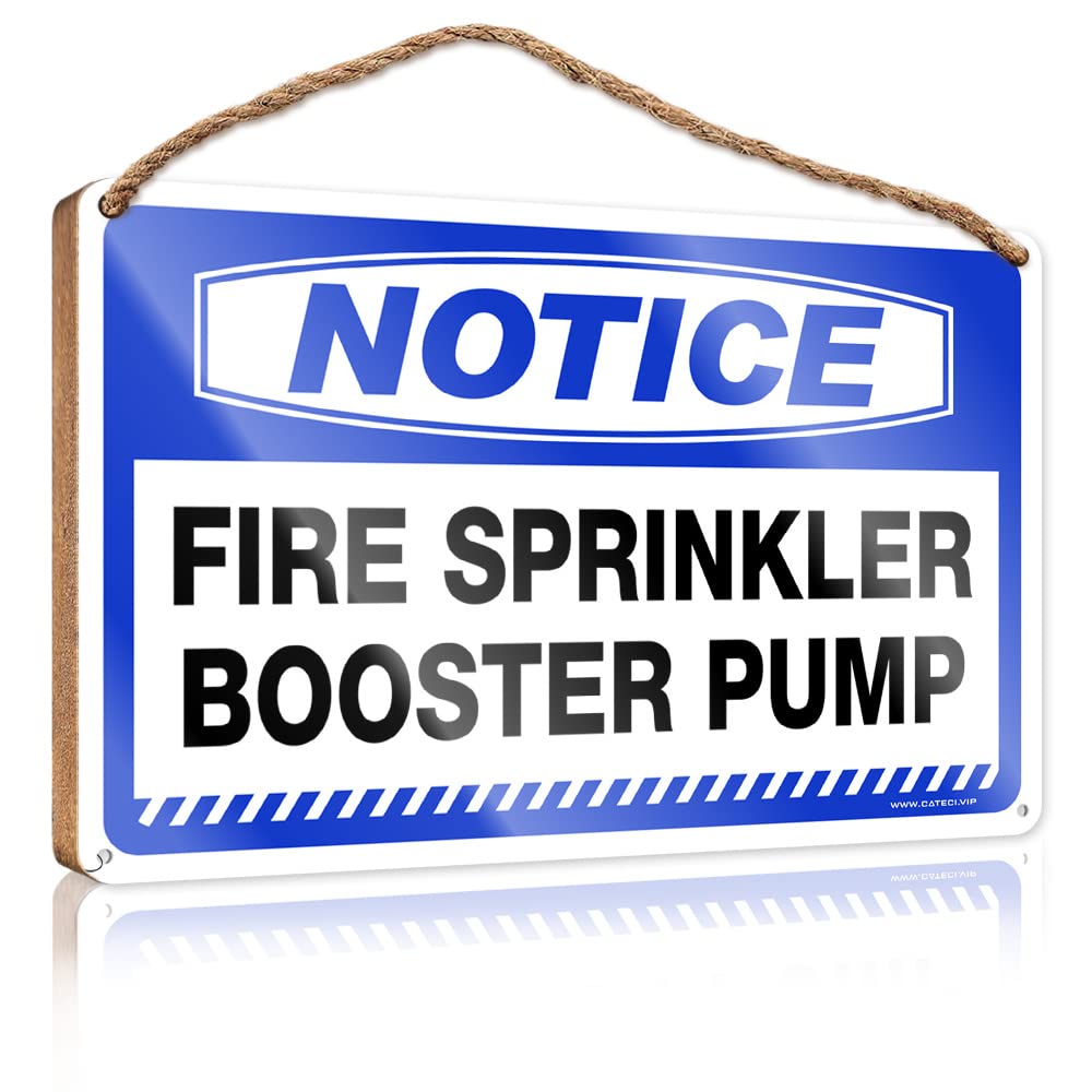 DTHA Plaque Sign Notice Fire Sprinkler Booster Pump Wooden Sign Bar Signs For Home Decor Farmhouse Door Decor(23X35CM)