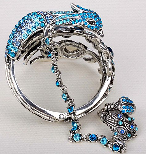 YACQ Women's Hinged Big Peacock Bracelets Fit Wrist Circumference 6.5 to 7.5 inch3