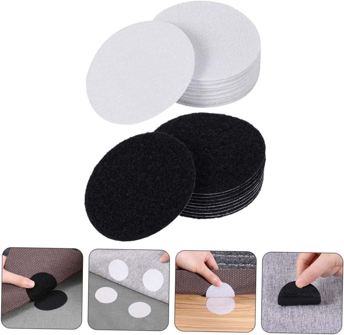 VILLCASE 40pairs Hook and Loop Fixing Sticker Self-Adhesive Furniture Fixing Sticker Carpet Gripper for Home
