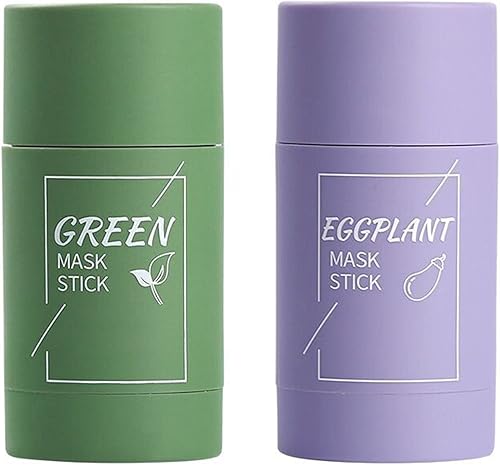 Miniatura 2 de WXQQ 2 máscaras purificadoras de té verde y berenjena, máscara sólida purificadora de aceite, antiacné, poros de limpieza profunda, sólidos y finos,