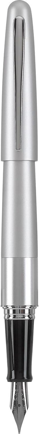 Metropolitan Collection Fountain Pen, Silver Barrel, Classic Design, Medium Nib, Black Ink (91108)