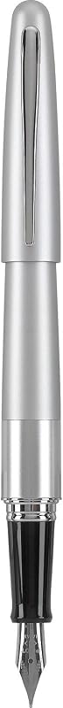 Metropolitan Collection Fountain Pen, Silver Barrel, Classic Design, Medium Nib, Black Ink (91108)