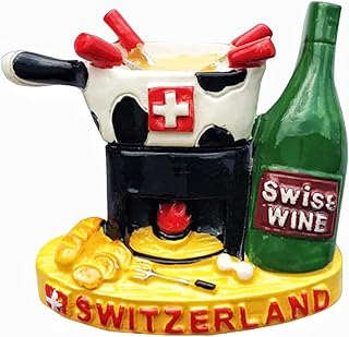 3D Fondue and Swiss Wine Switzerland Fridge Magnet Souvenir Gift Magnetic Sticker Hand Painted Craft