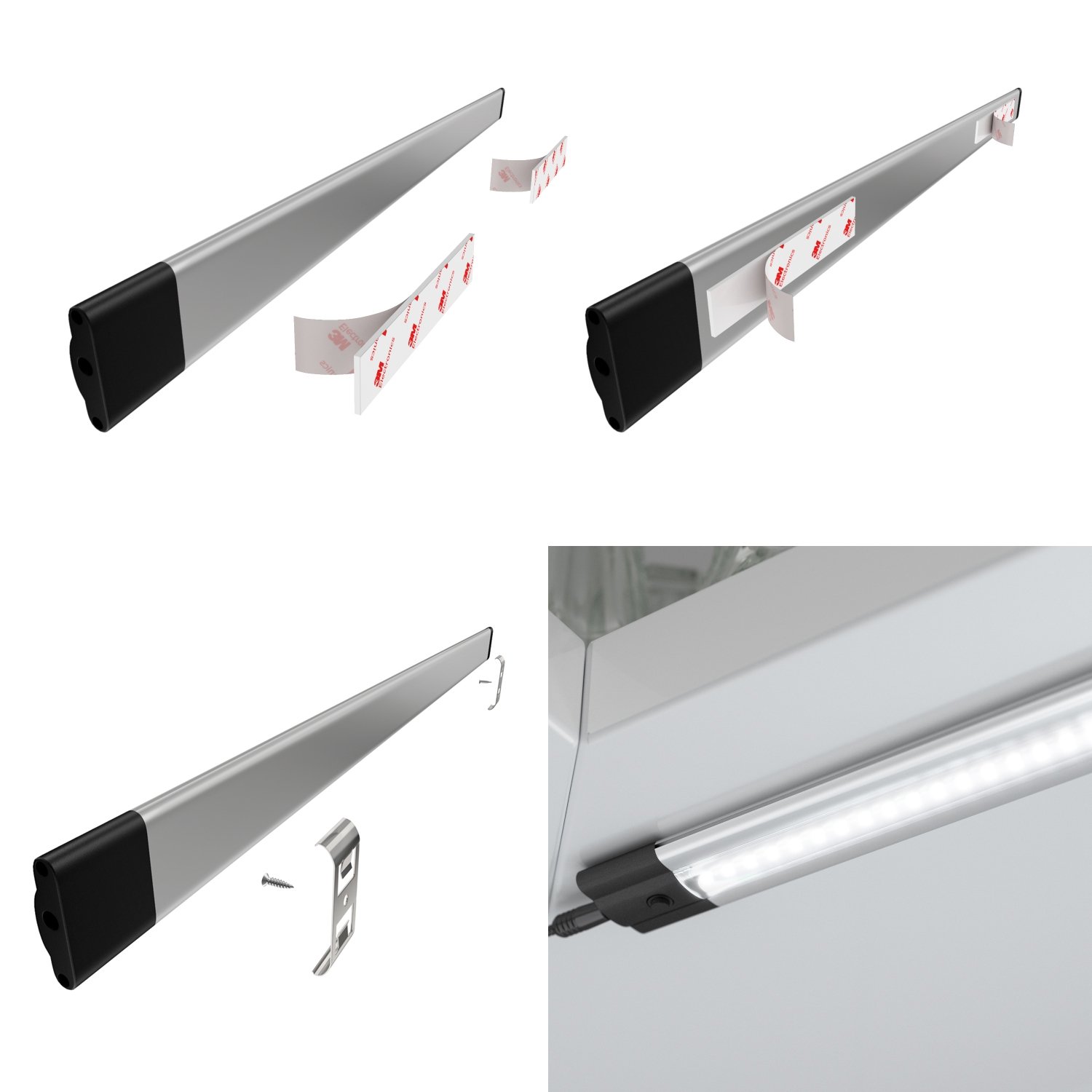 parlat LED Unterbau-Leuchte Siris, Bewegungsmelder, flach, je 50cm, je 655lm, weiß, 3er Set