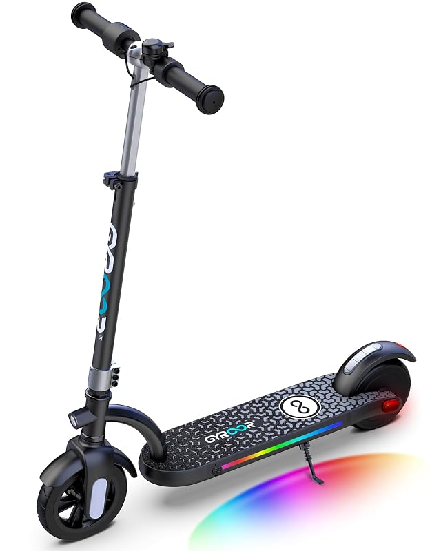 Gyroor H40 Kids Electric Scooter with 180W Motor LED Visible Display 10 Mph Colorful Lights Adjustable Speed and
